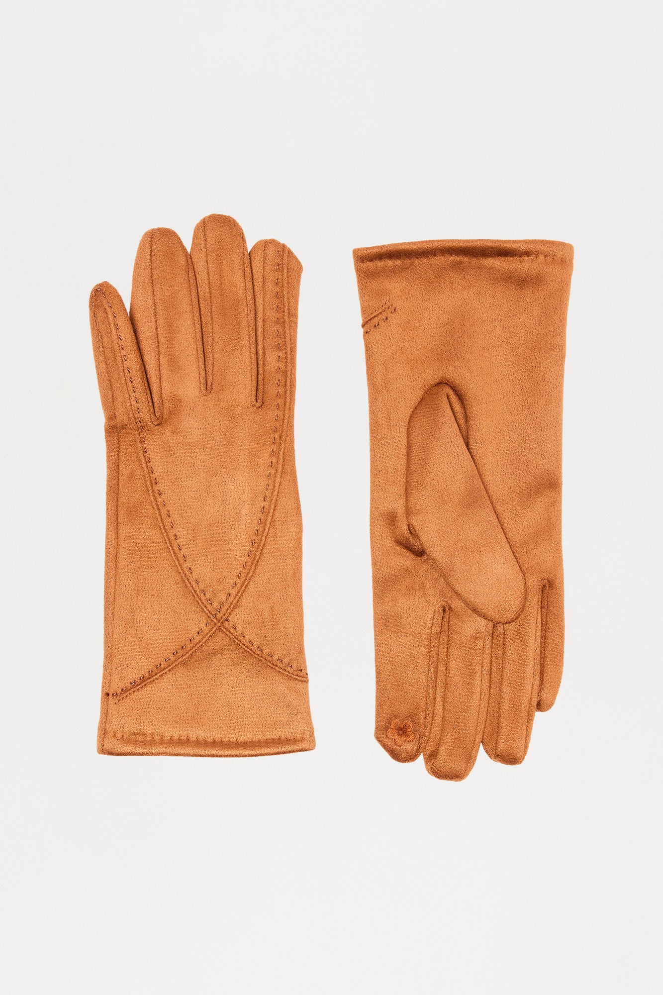 City Girl Faux Suede Gloves - Tan