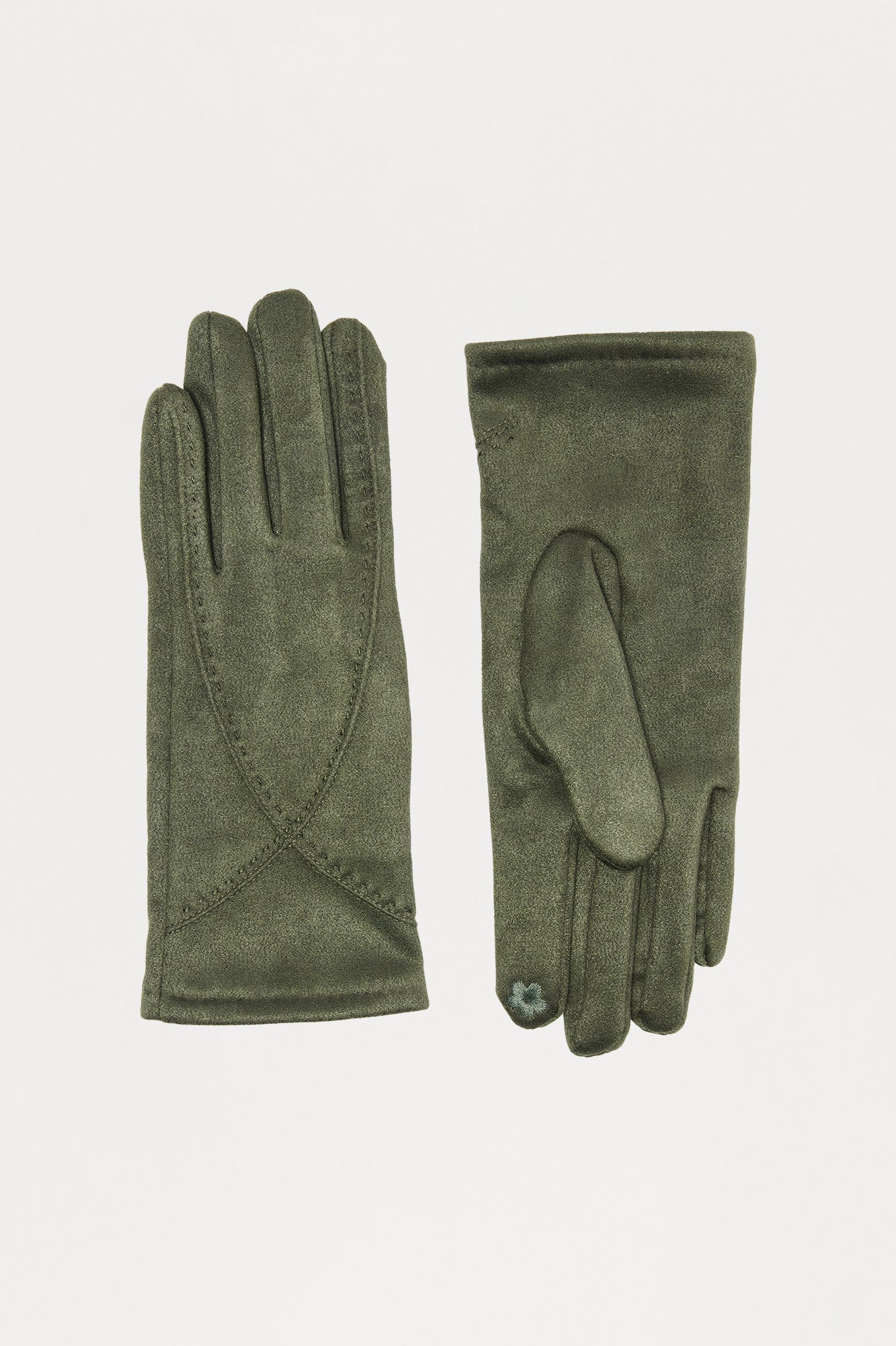City Girl Faux Suede Gloves - Olive