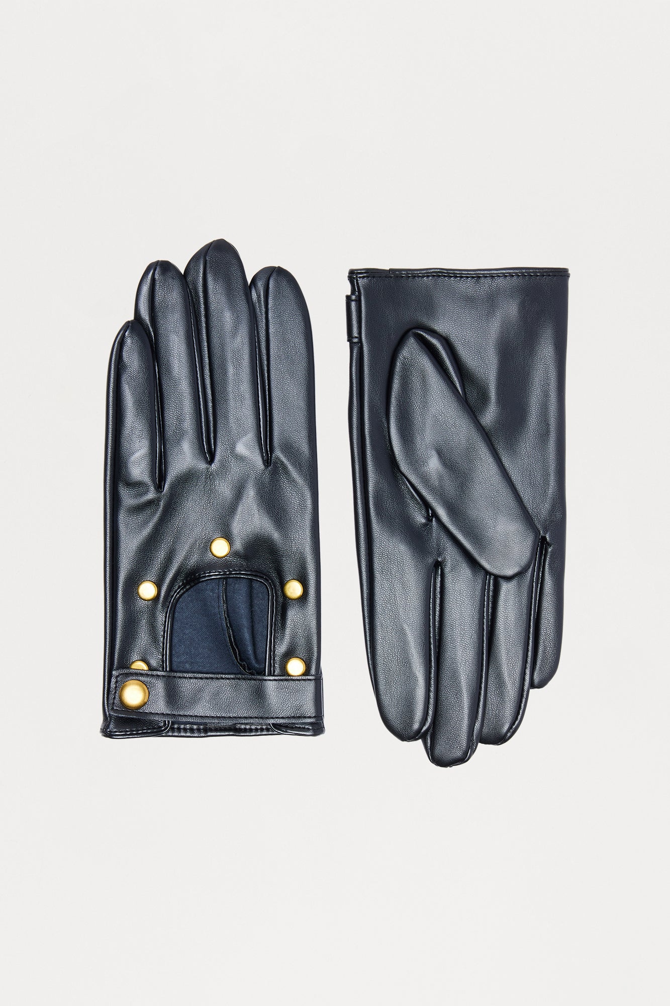Thrill Rider Moto Faux Leather Gloves - Black