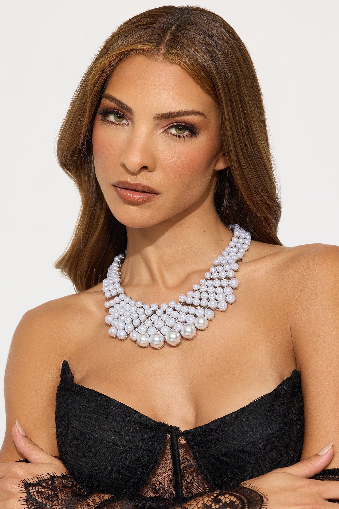 Pearl Reign Statement Necklace - Silver