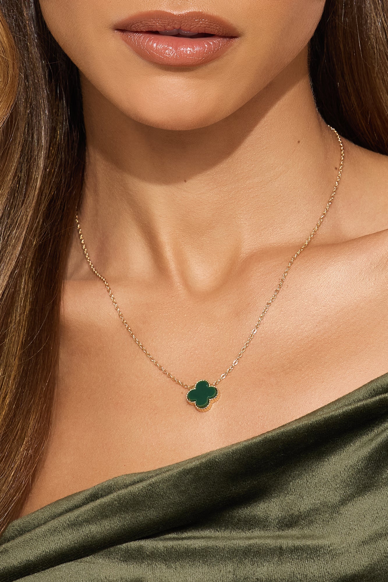 Baby Flower Necklace - Gold/Green