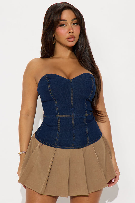 Got That Sense Denim Top - Rinse Blue Wash