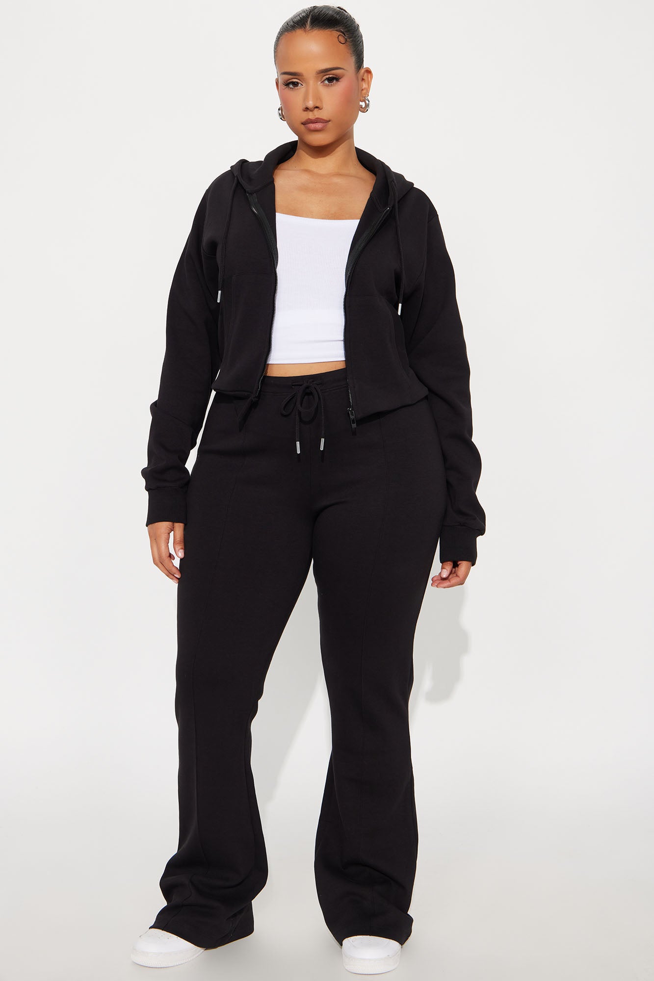 Ready To Go Zip Up Pant Set - Black