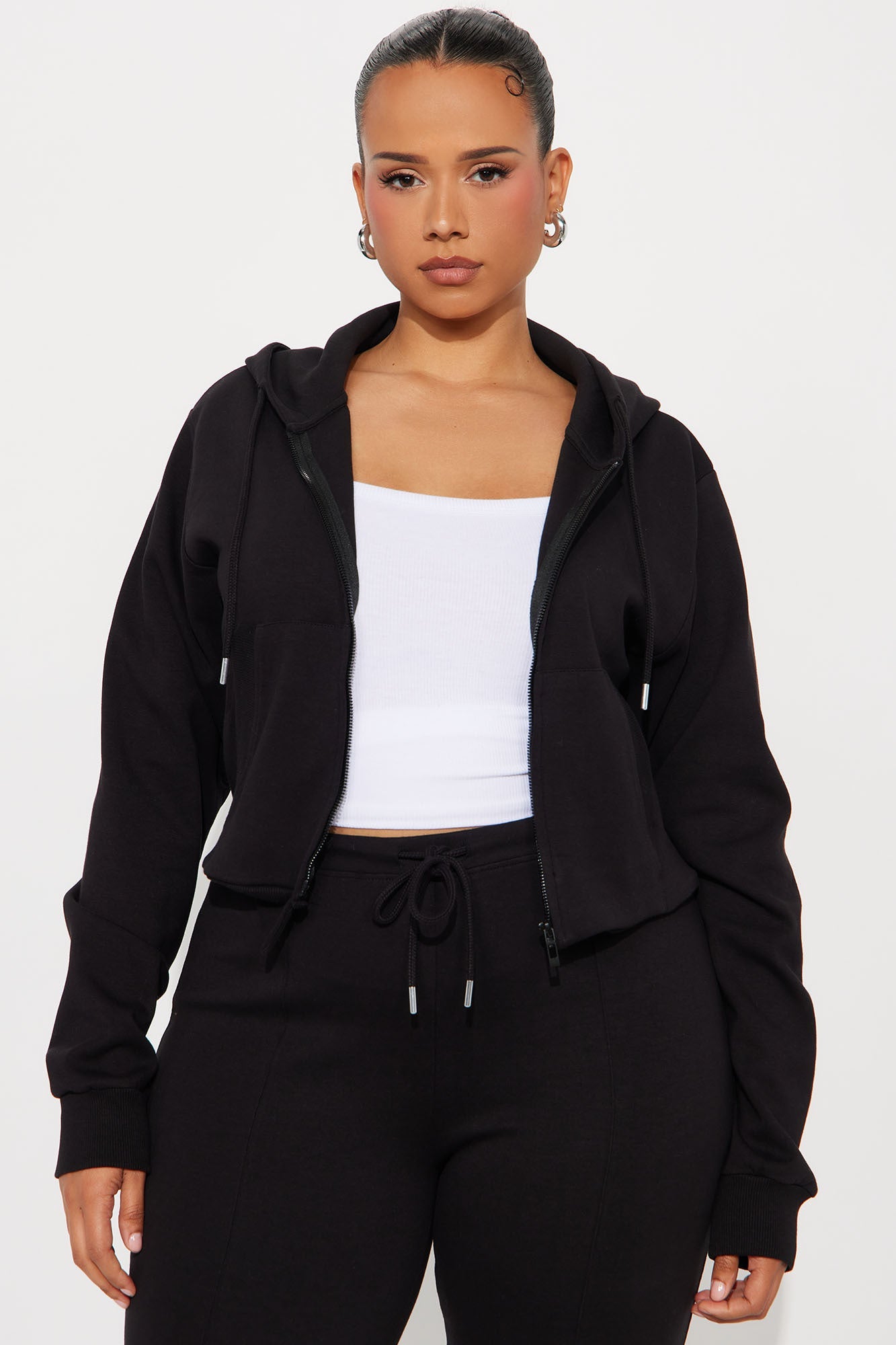 Ready To Go Zip Up Pant Set - Black