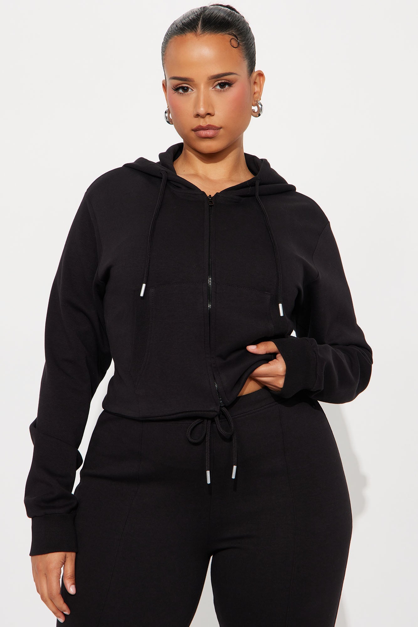 Ready To Go Zip Up Pant Set - Black