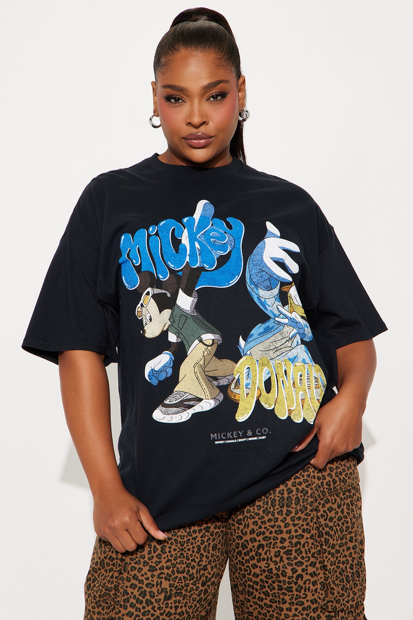 Cool Mickey and Donald Oversize Tee - Black