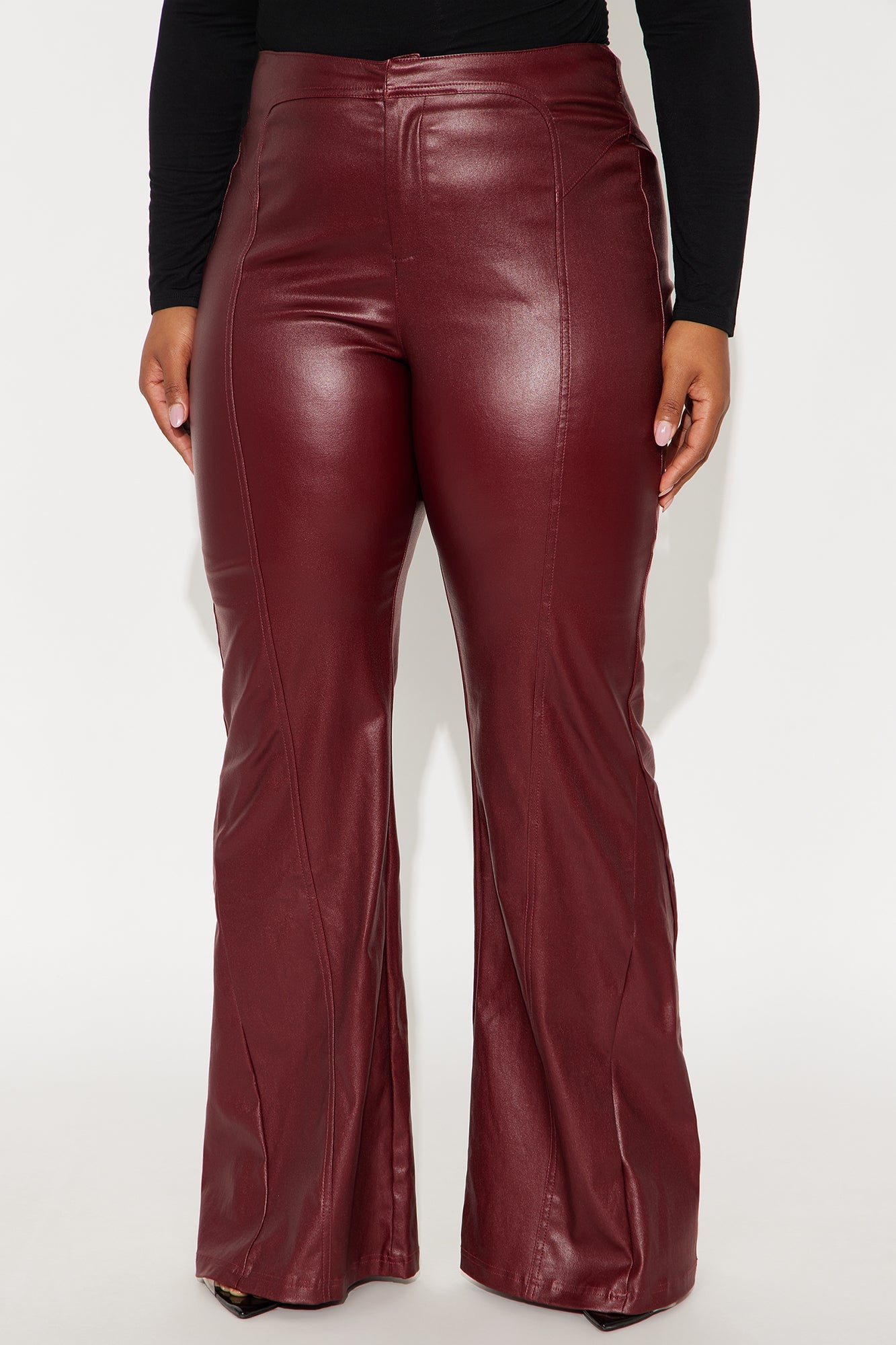 Aryzia Coated Twill Stretch Flare Pant 34 - Burgundy