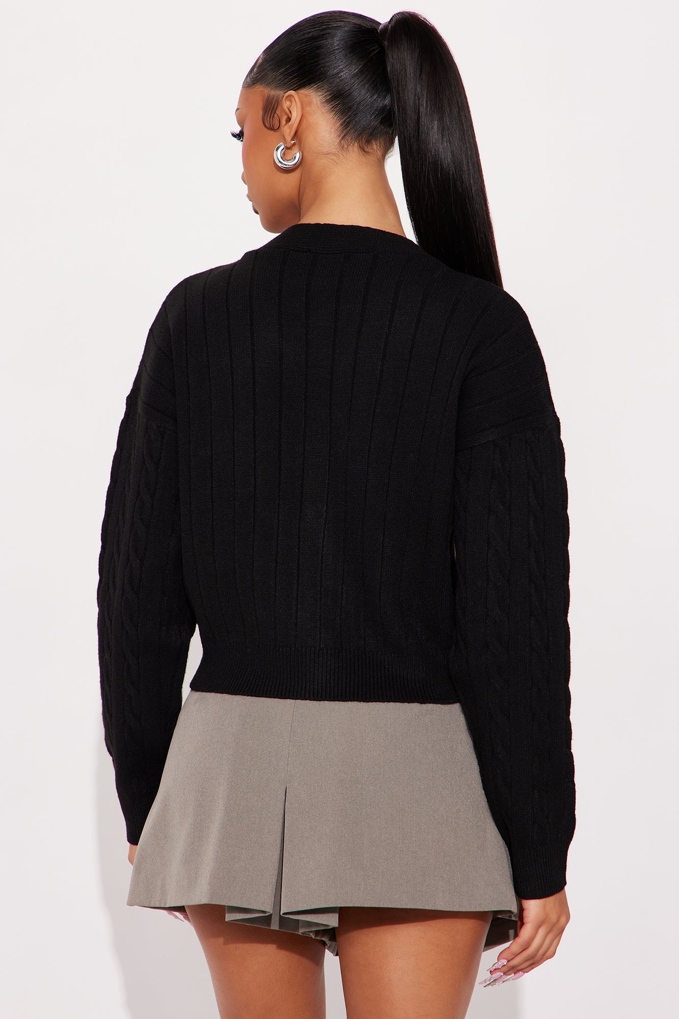 Cozy Cable Knit Cardigan - Black