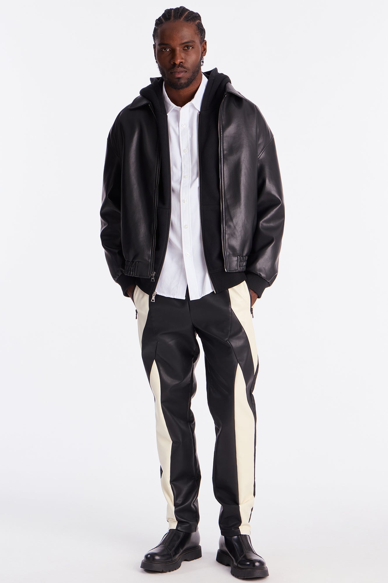 Slim Birmingham Faux Leather Pant - Black/combo