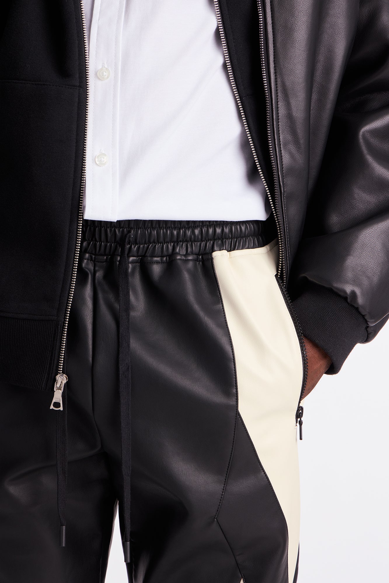 Slim Birmingham Faux Leather Pant - Black/combo