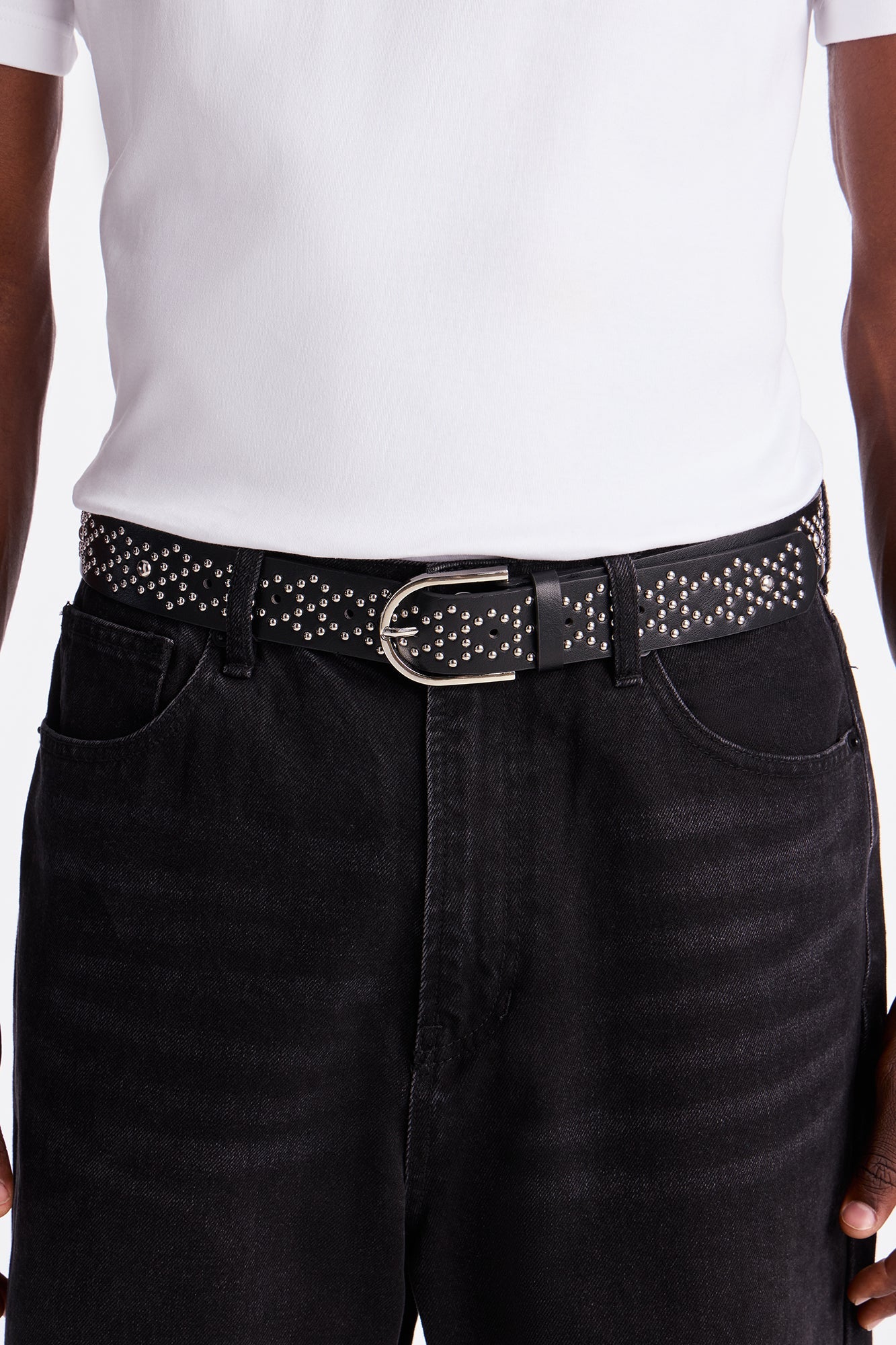 Hardware Studded Buckle Belt - Black