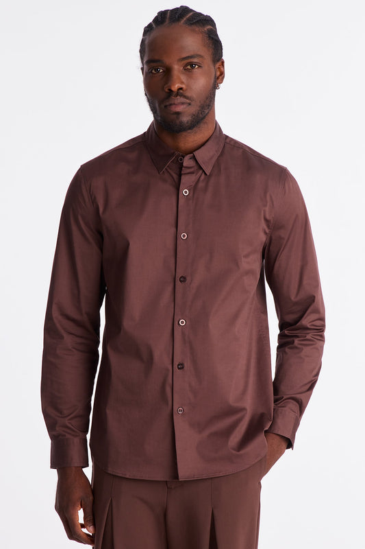 Luxe Stretch Dress Shirt - Brown
