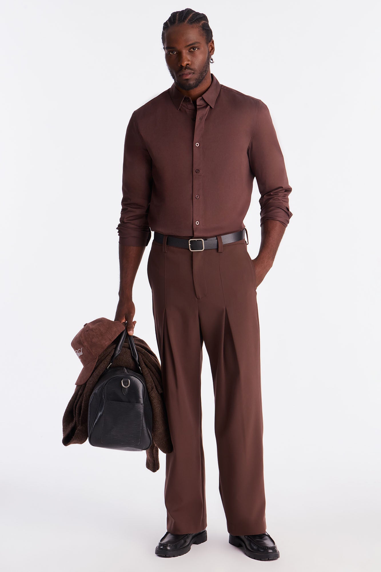 Luxe Stretch Dress Shirt - Brown