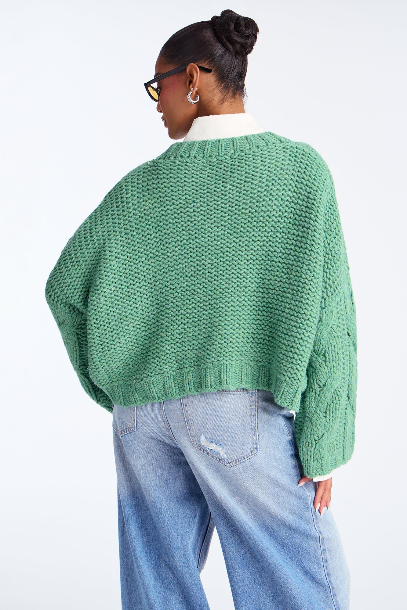 From The Archives Cable Knit Sweater - Green