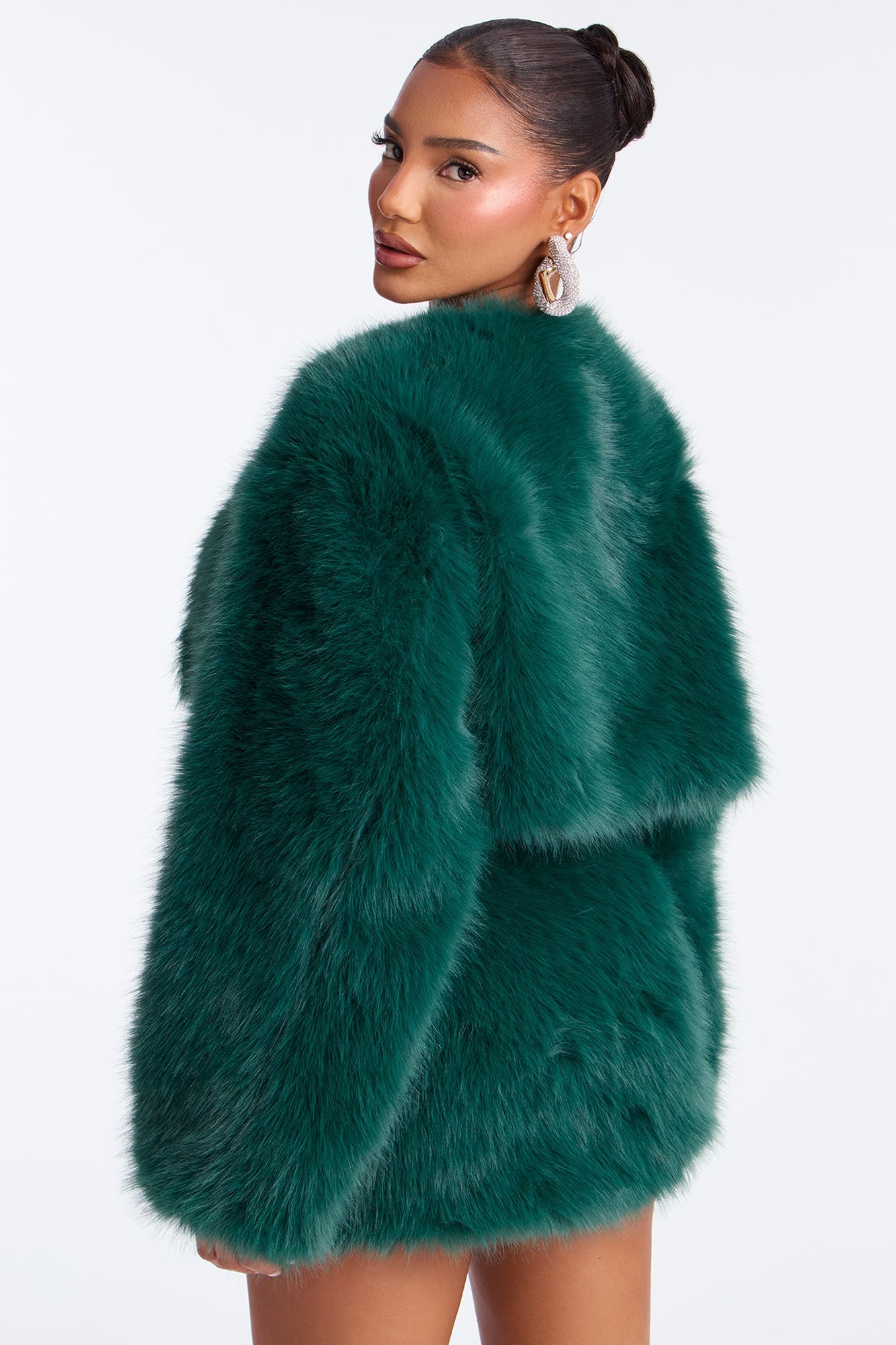 Fiona Faux Fur Mini Skirt Set - Hunter Green