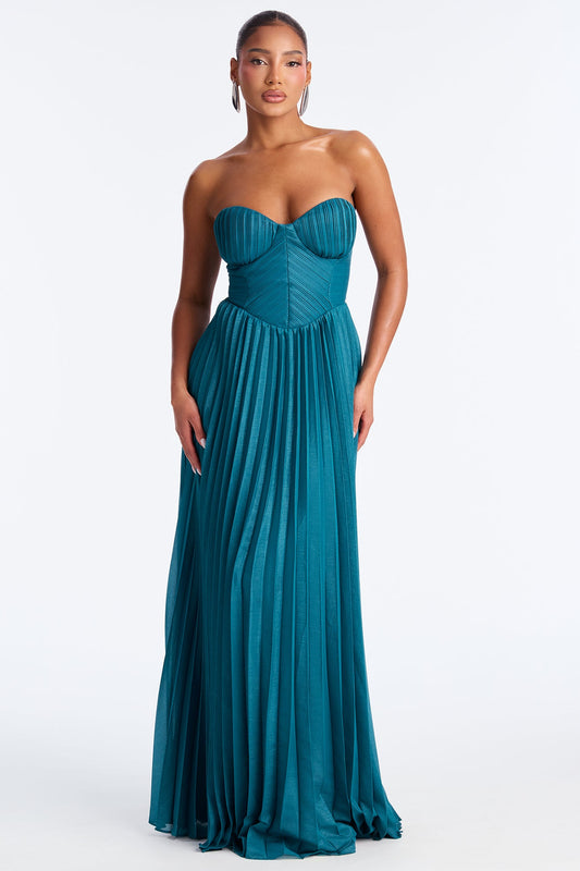 Urban Spark Plisse Gown - Teal