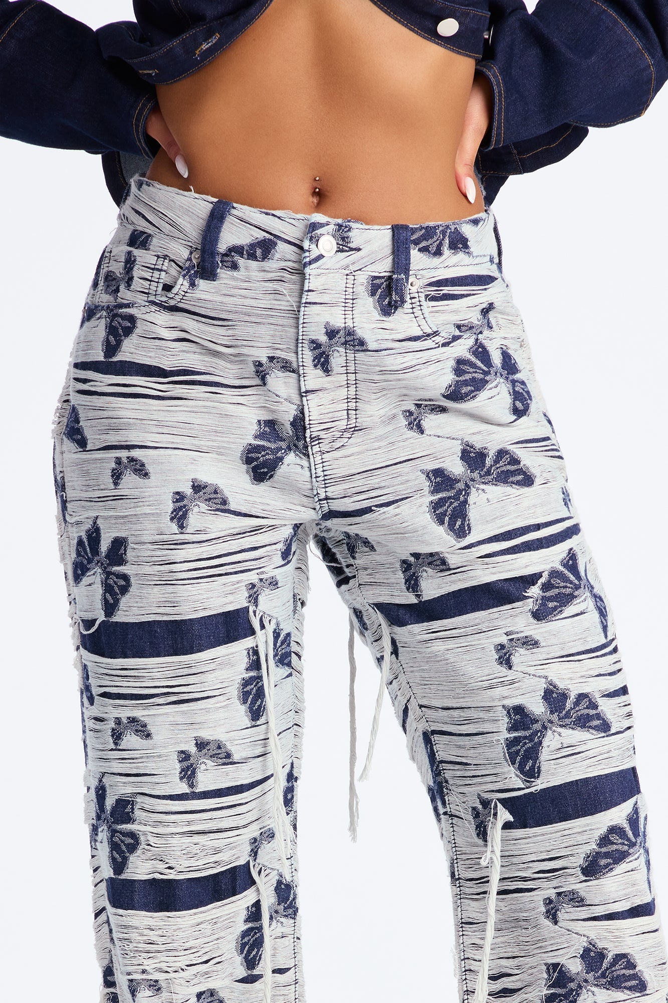 Flying Butterflies Straight Leg Jeans - Dark Wash