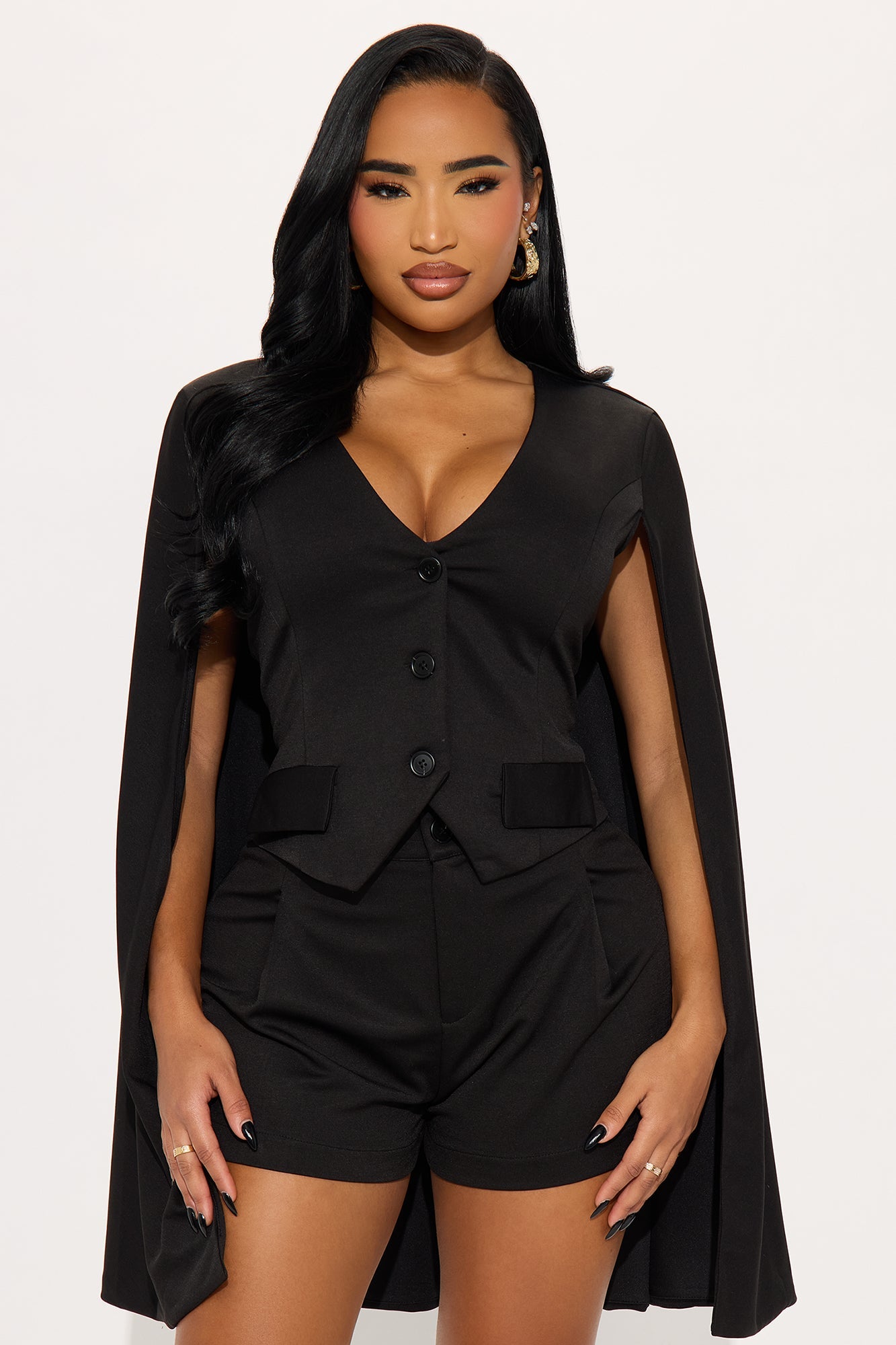 Classy Babe Draped Romper - Black
