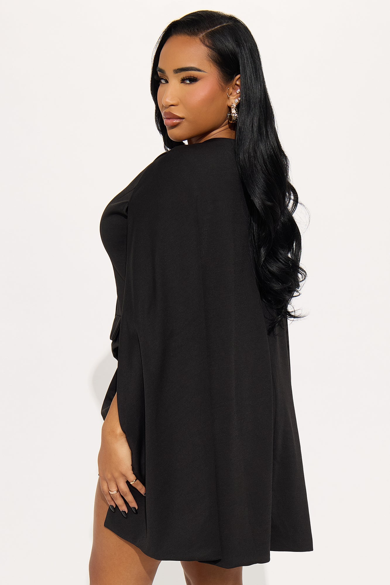 Classy Babe Draped Romper - Black