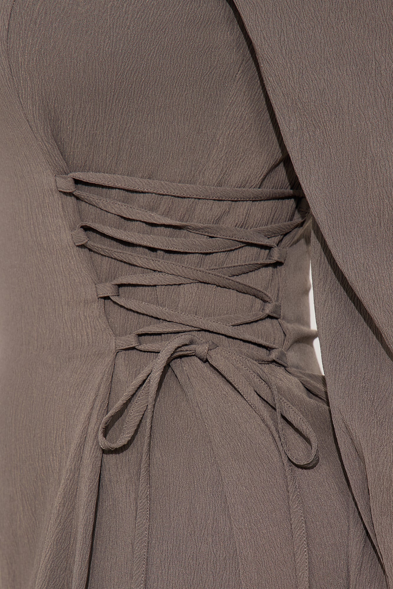 Vienna Lace Up Midi Dress - Olive