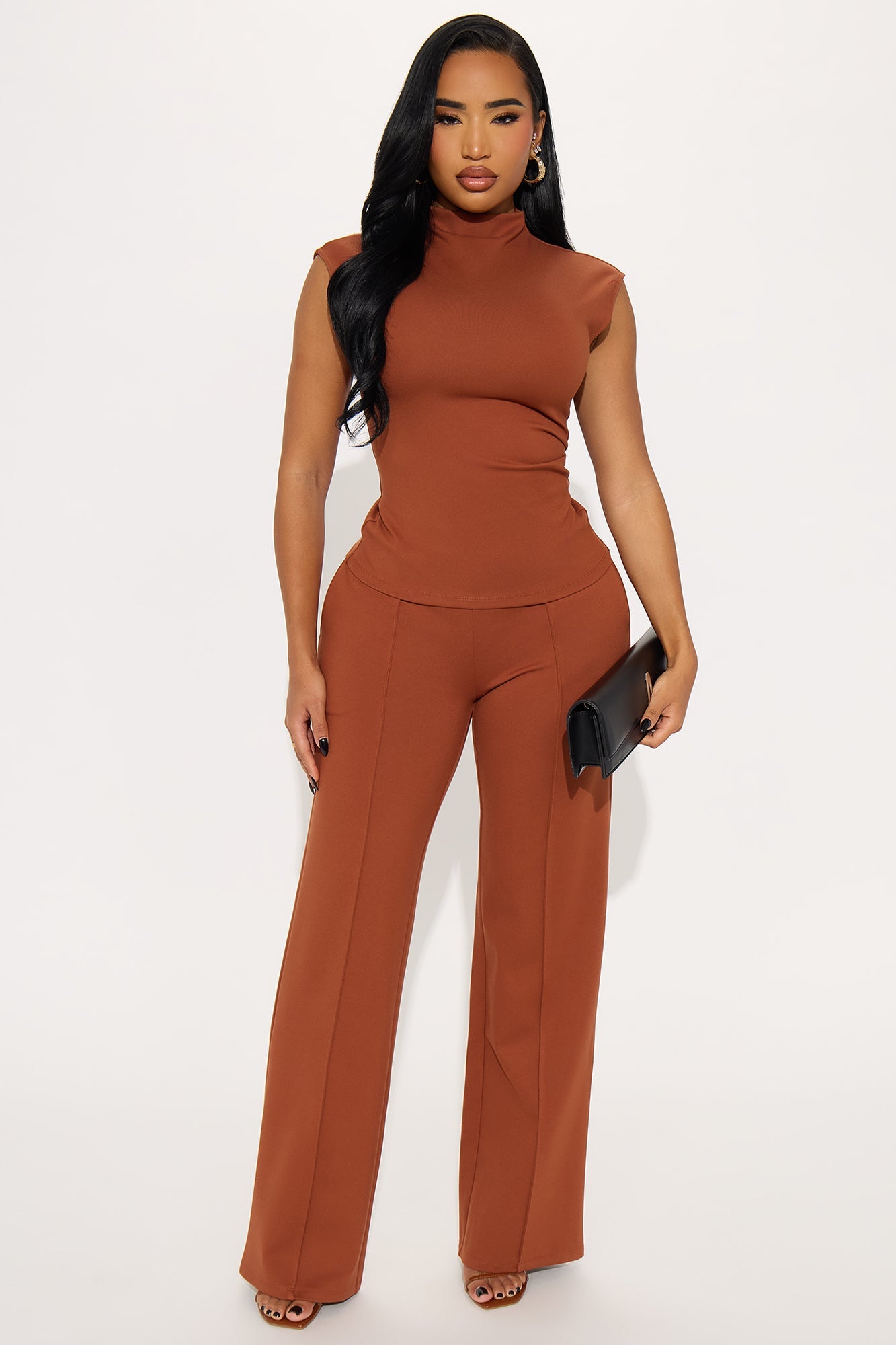 Power Stance Sleeveless Pant Set - Cognac