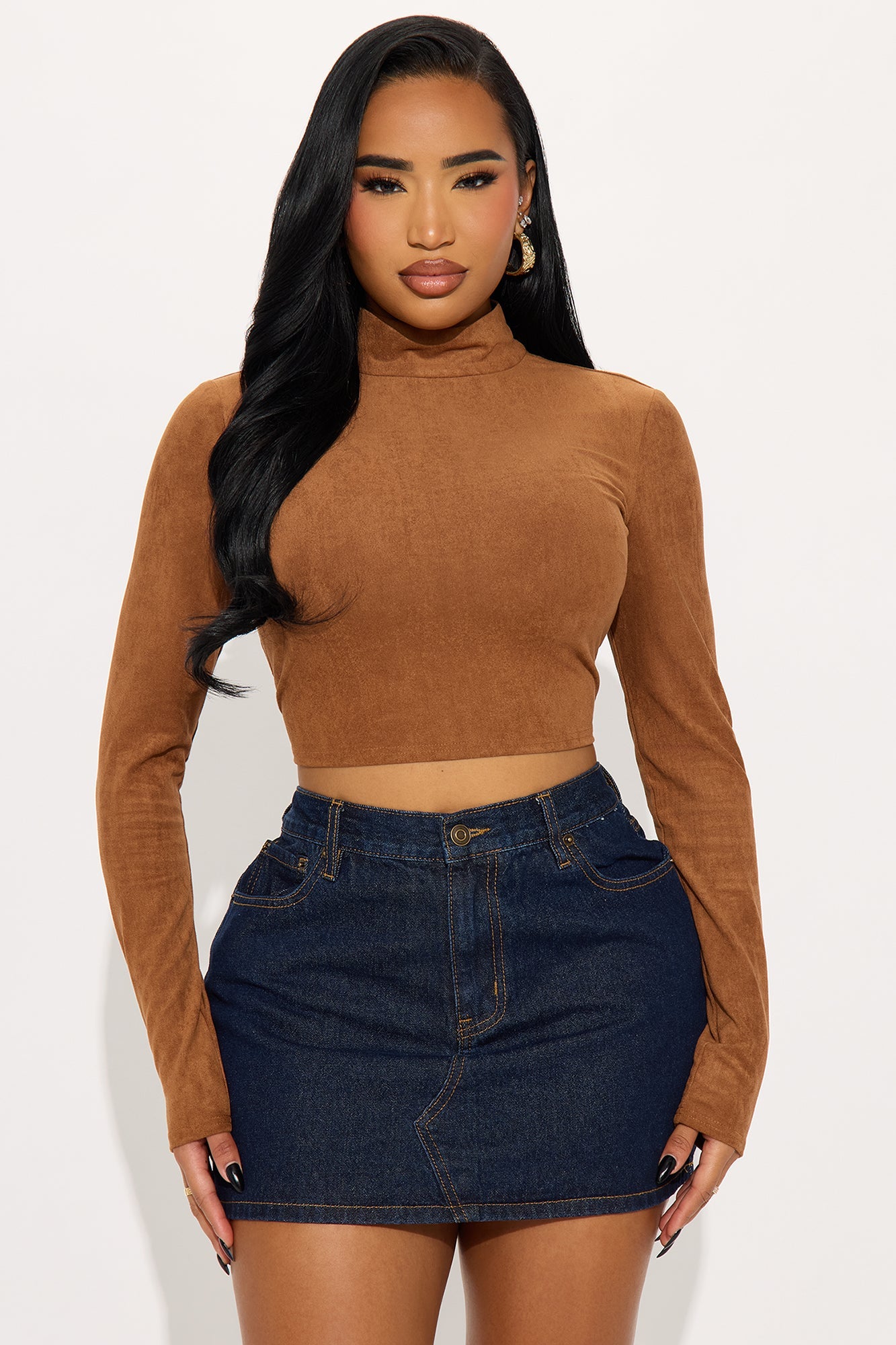 Bag Secured Faux Suede Top - Camel