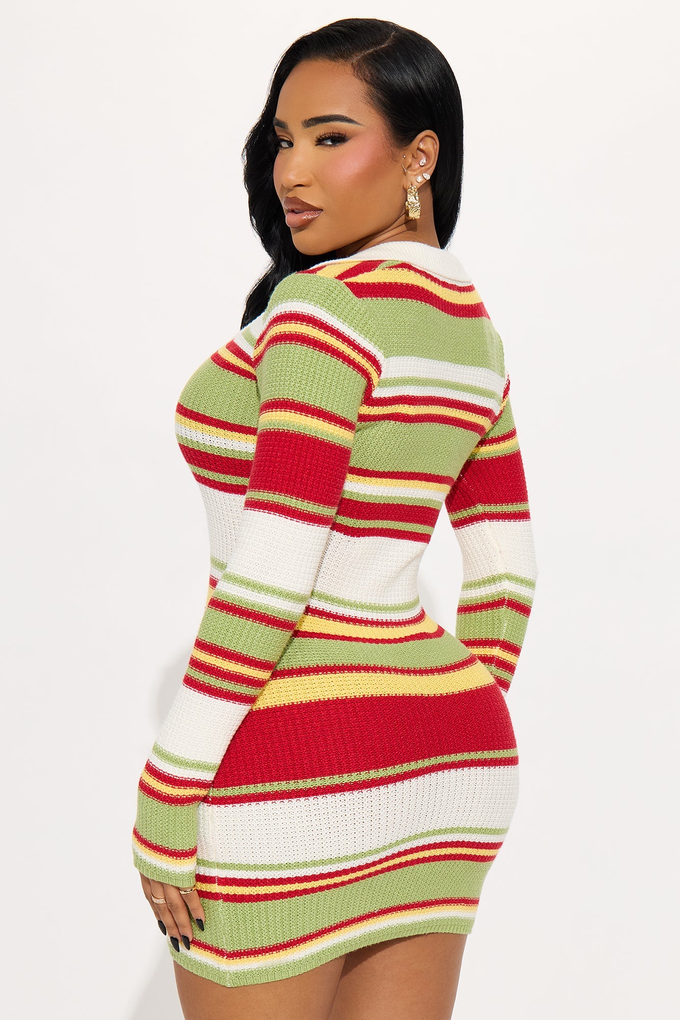 Feeling Good Striped Sweater Mini Dress - Multi Color