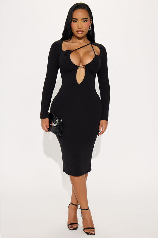 Cecilia Cut Out Midi Dress - Black