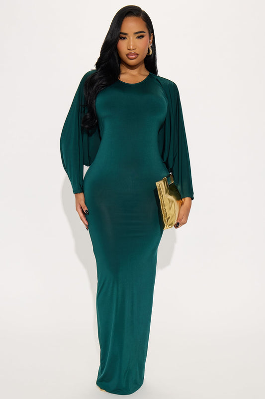 So Sensual Backless Maxi Dress - Hunter