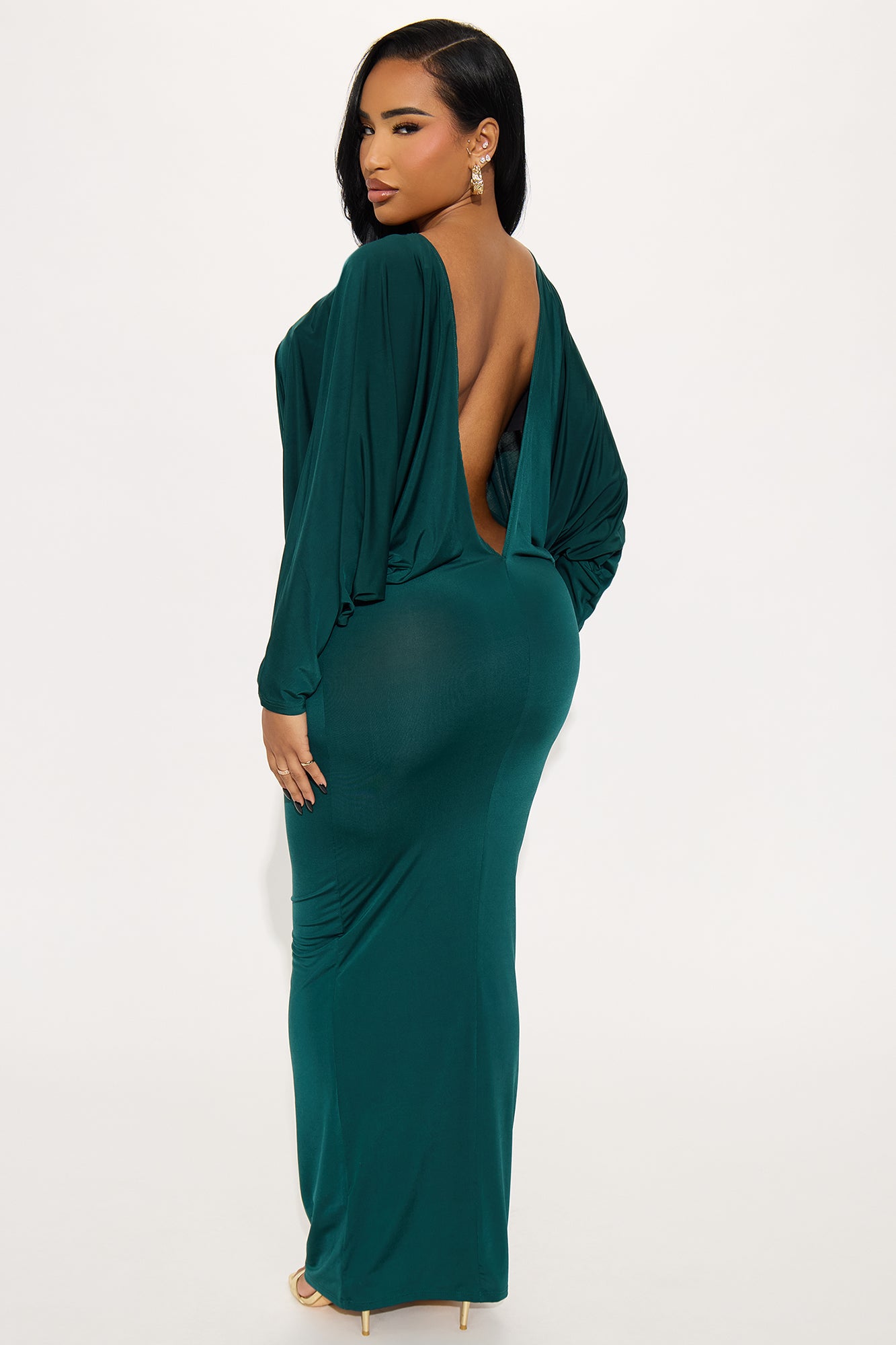 So Sensual Backless Maxi Dress - Hunter