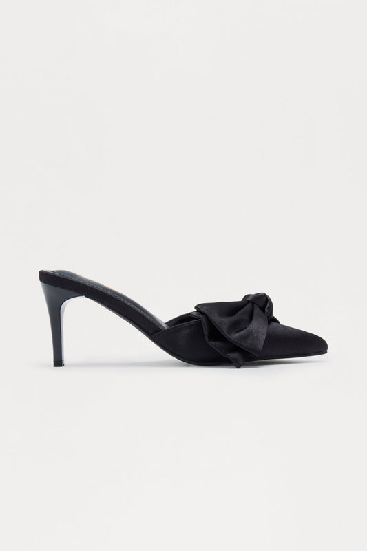 Felicity Knot Satin Pumps - Black