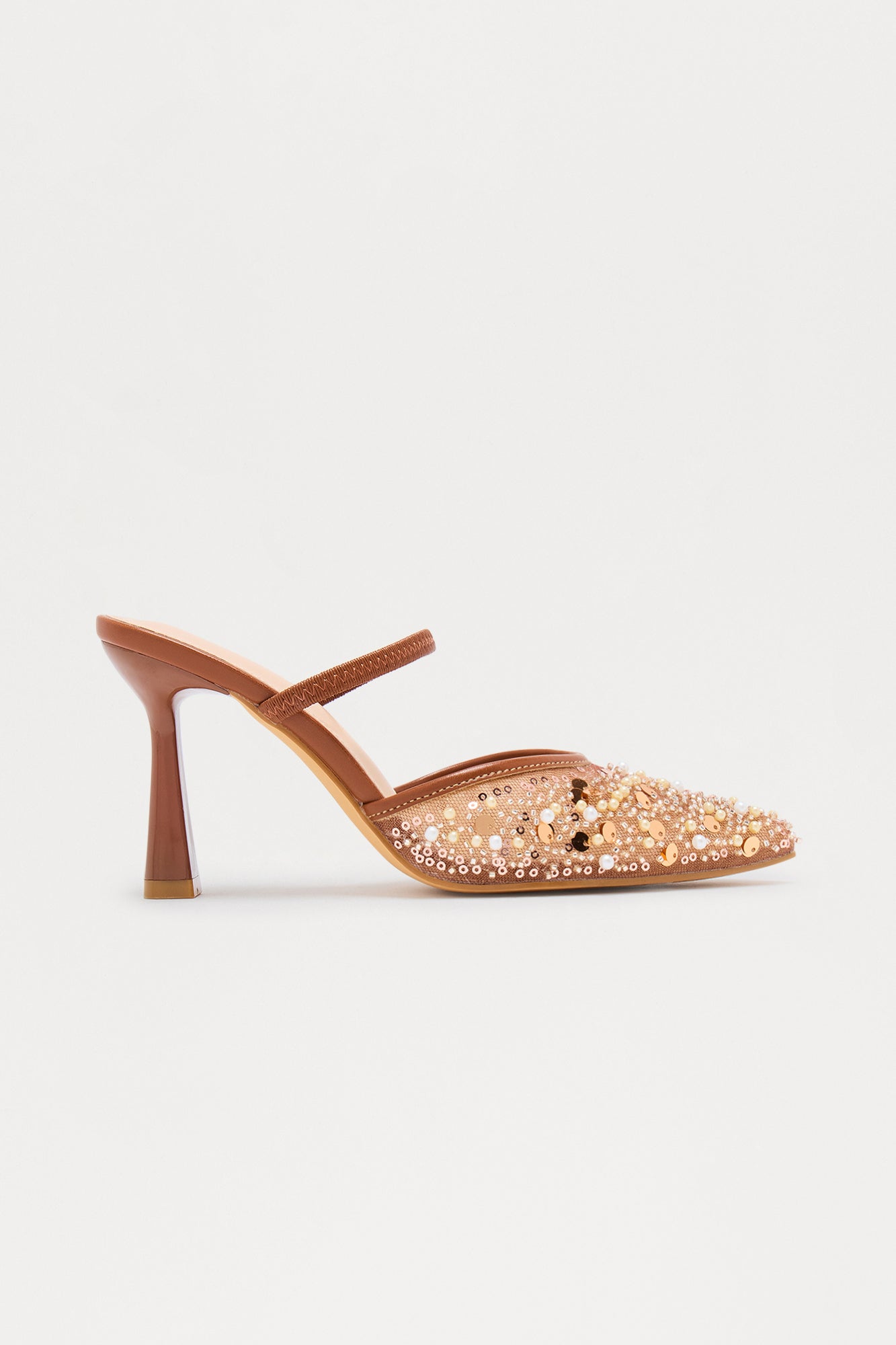 Tinaya Sequin Slingback Pumps - Brown