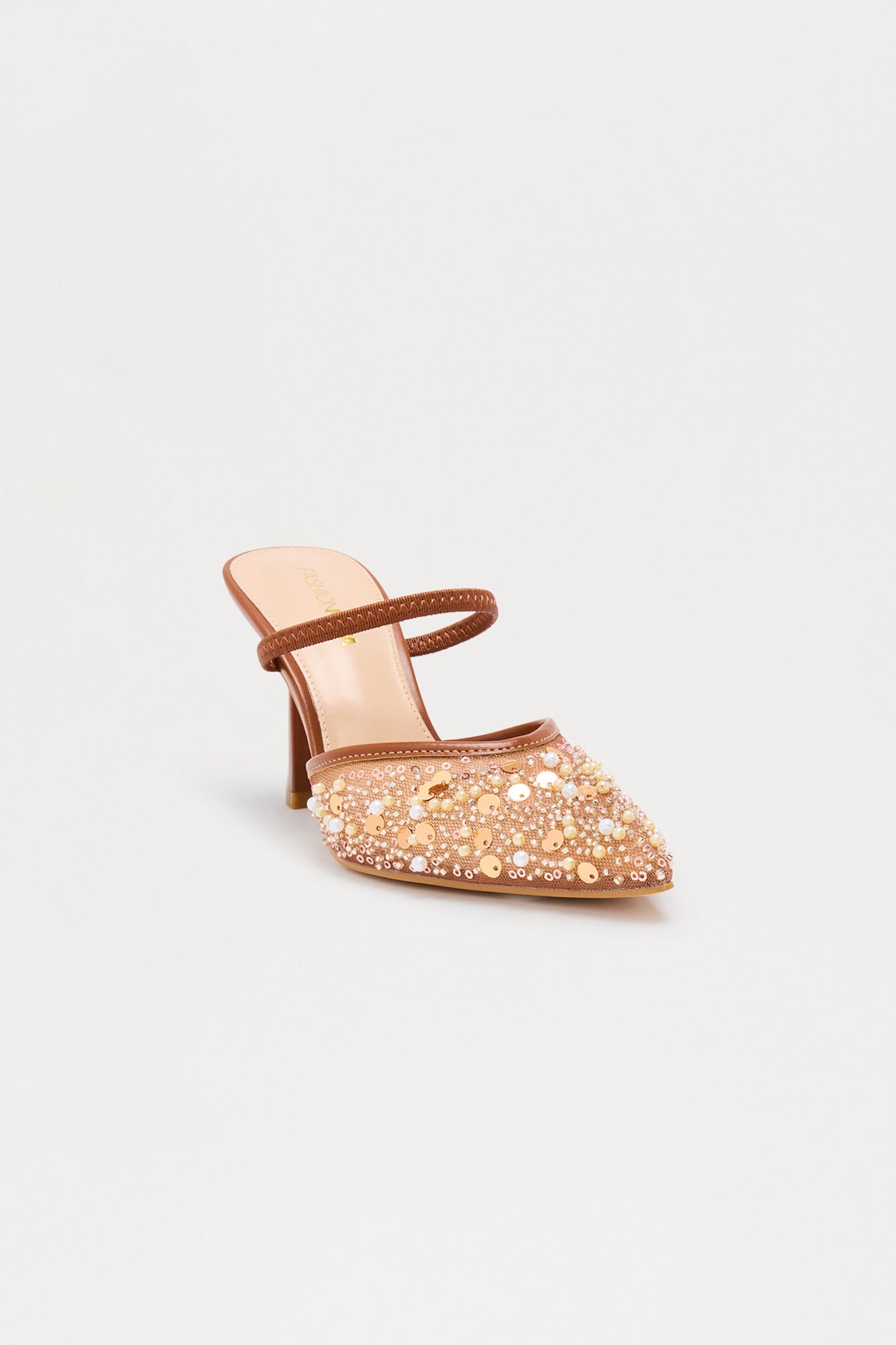 Tinaya Sequin Slingback Pumps - Brown