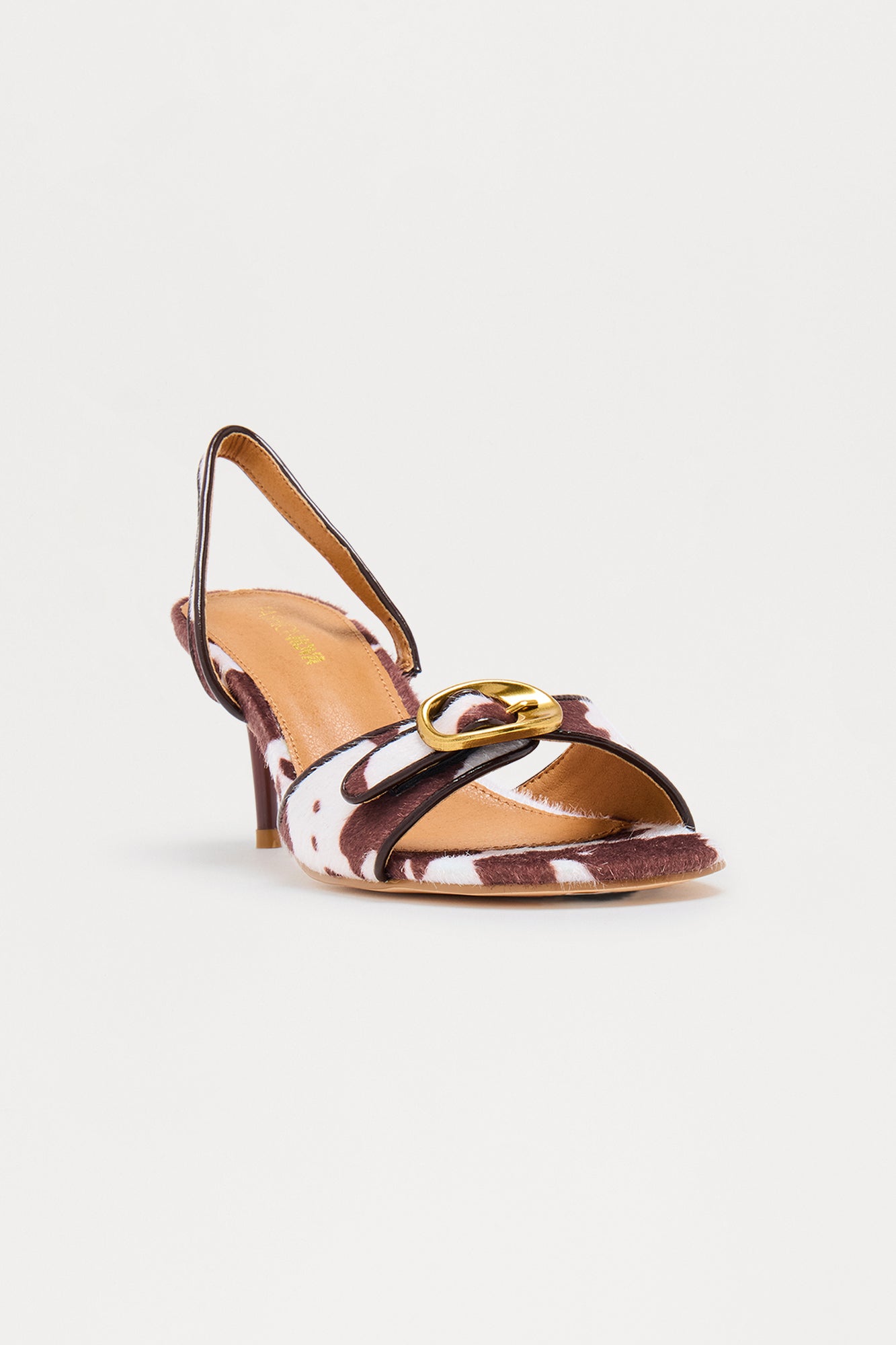 Fenn Buckle Slingback Heels - Brown/combo