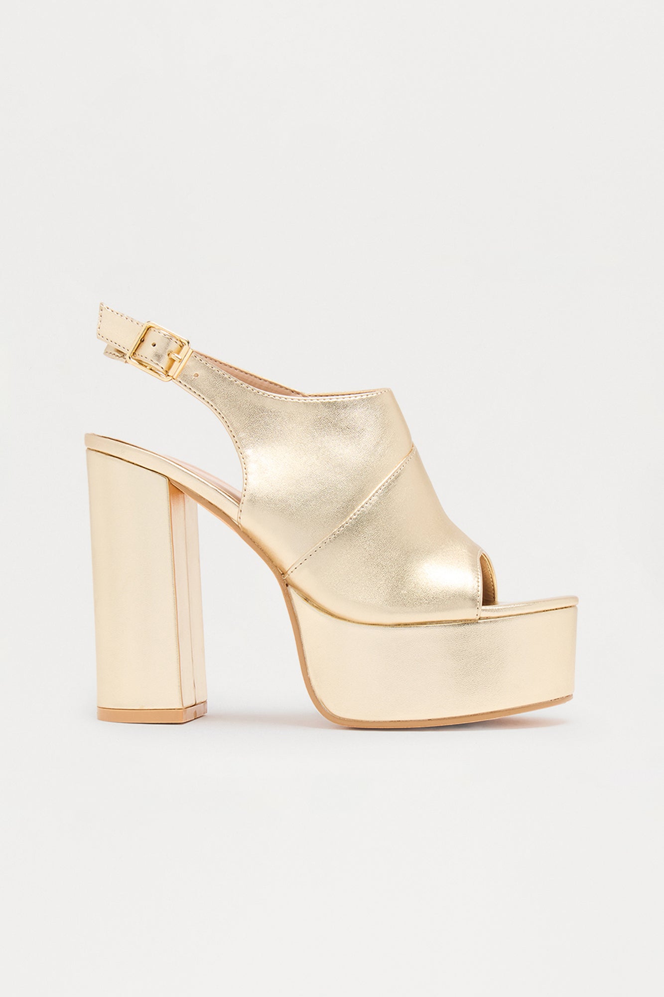 Kona Ankle Strap Platform Heels - Gold