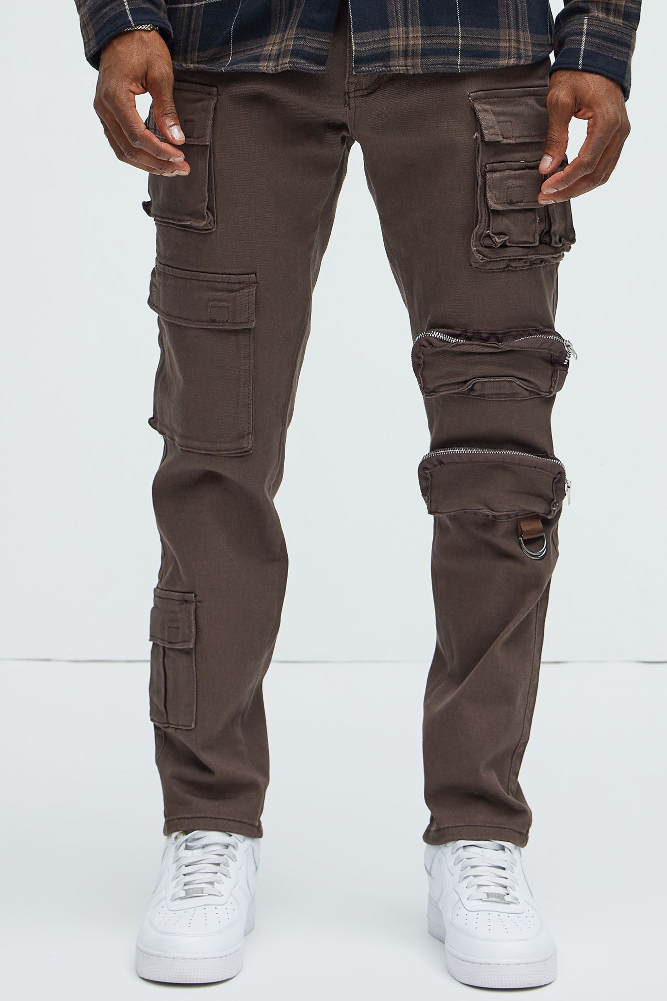 More Than One Cargo Pocket Slim Jeans - Brown