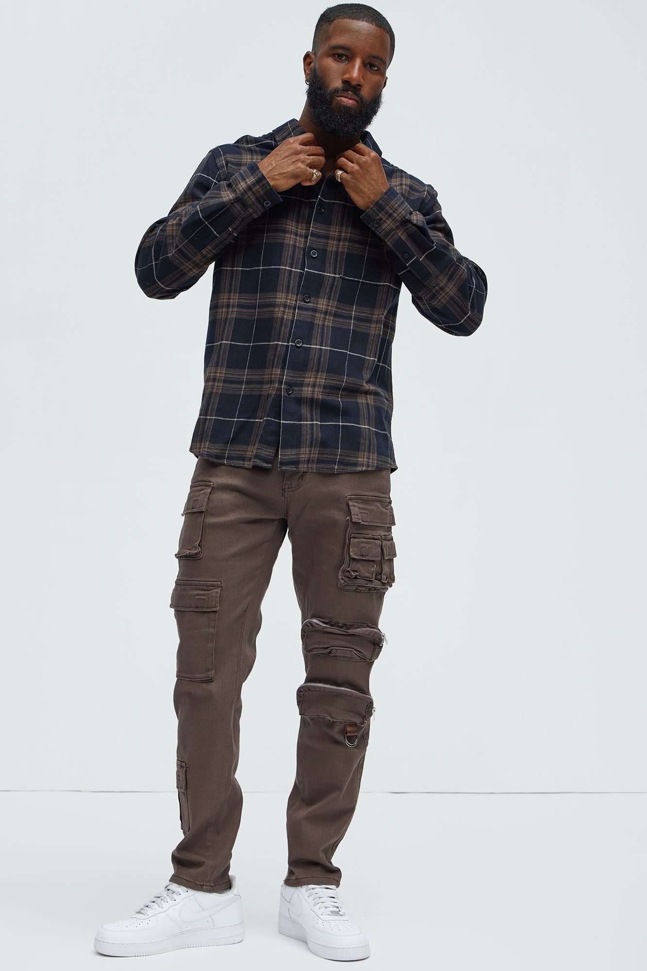 More Than One Cargo Pocket Slim Jeans - Brown