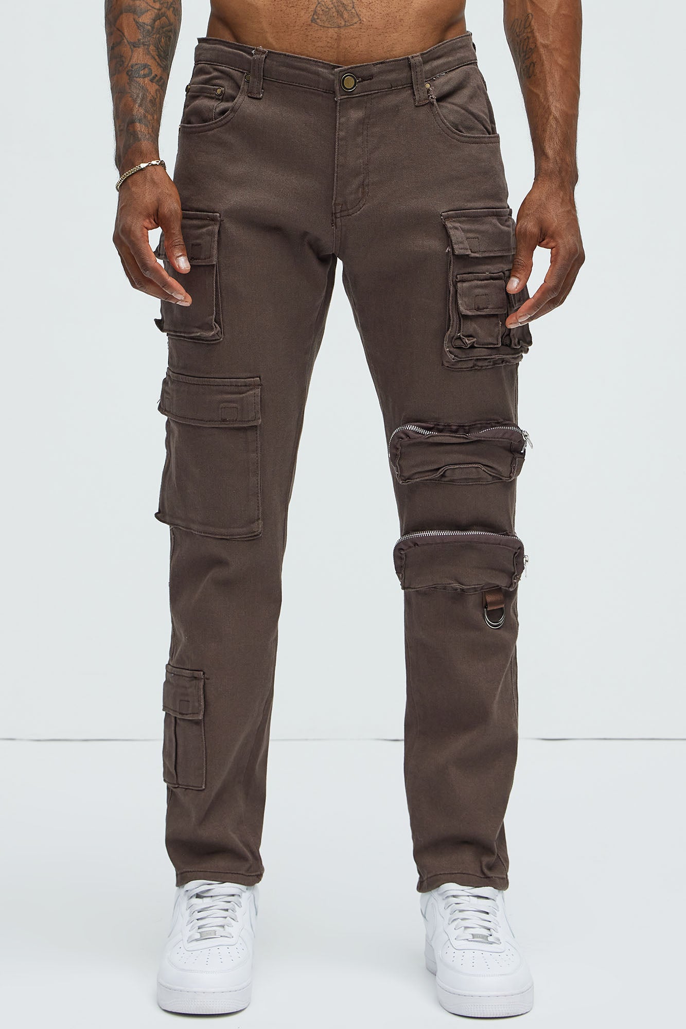 More Than One Cargo Pocket Slim Jeans - Brown