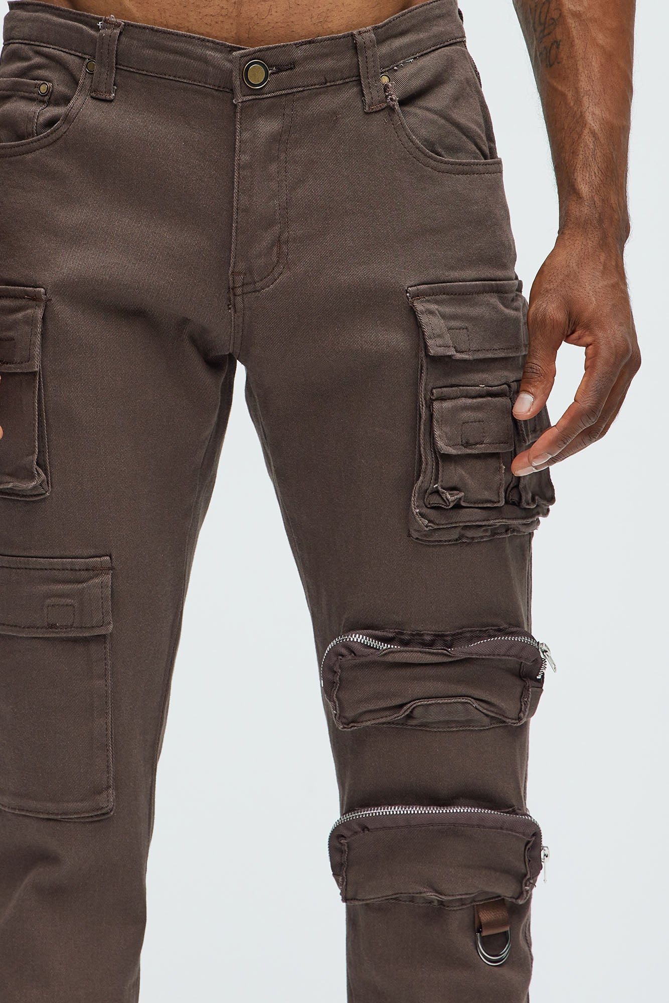 More Than One Cargo Pocket Slim Jeans - Brown