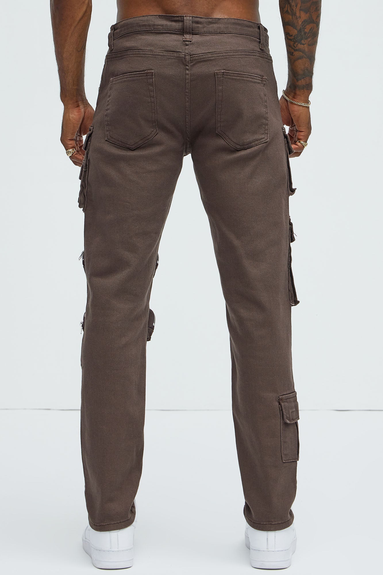 More Than One Cargo Pocket Slim Jeans - Brown