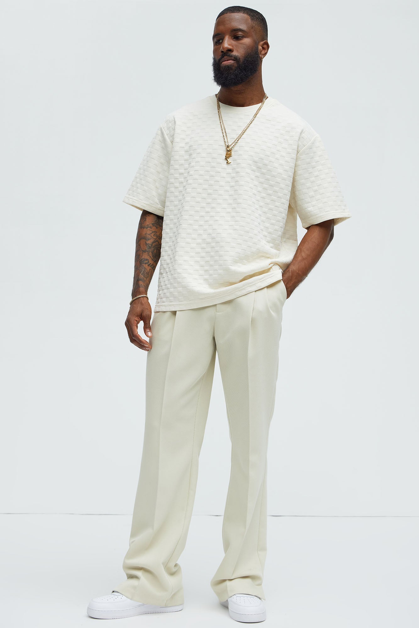 Check Mate Textured Tee - Off White