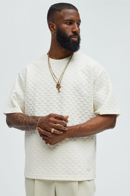 Check Mate Textured Tee - Off White