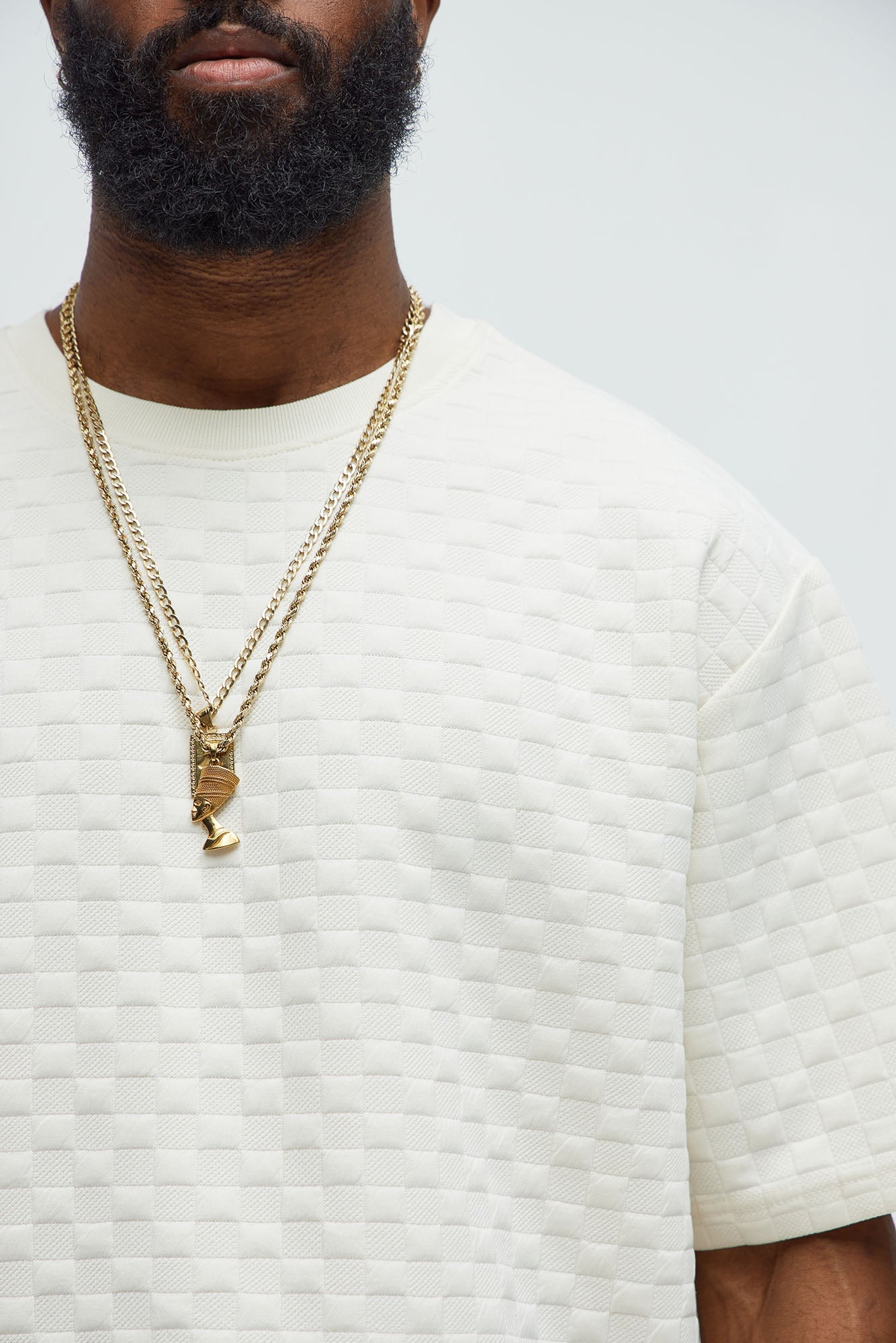 Check Mate Textured Tee - Off White