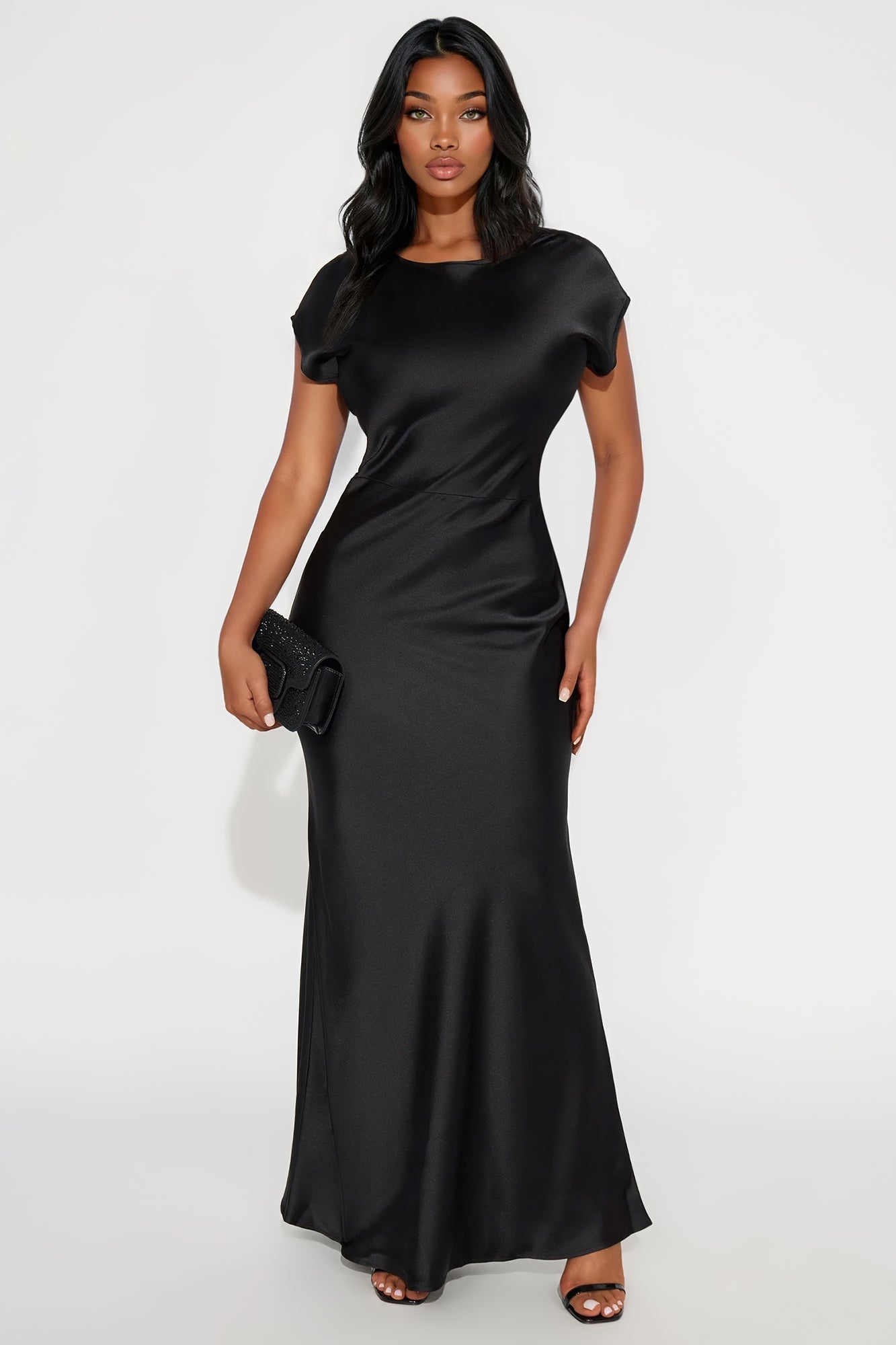 Gleaming Beauty Backless Maxi Gown - Black
