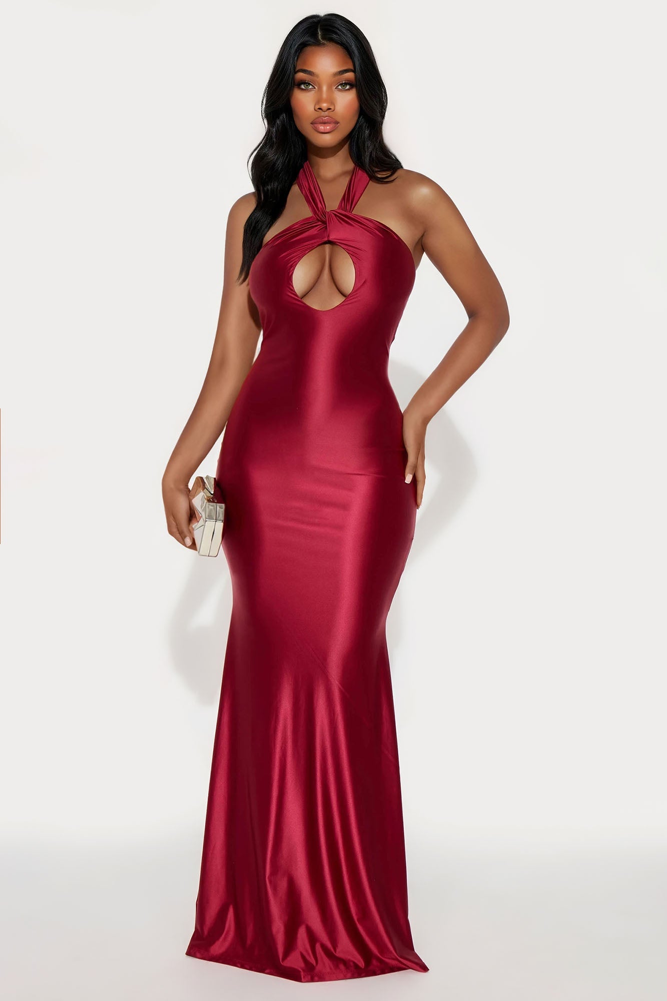 Stained With Love Satin Maxi Gown - Wine