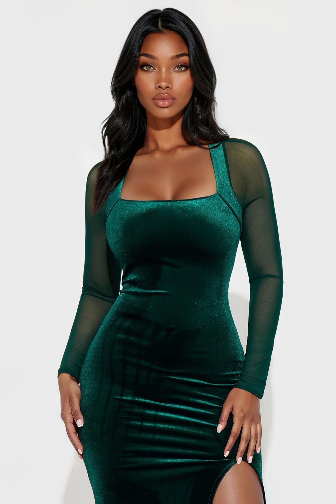 In Your Space Velvet Maxi Dress - Emerald