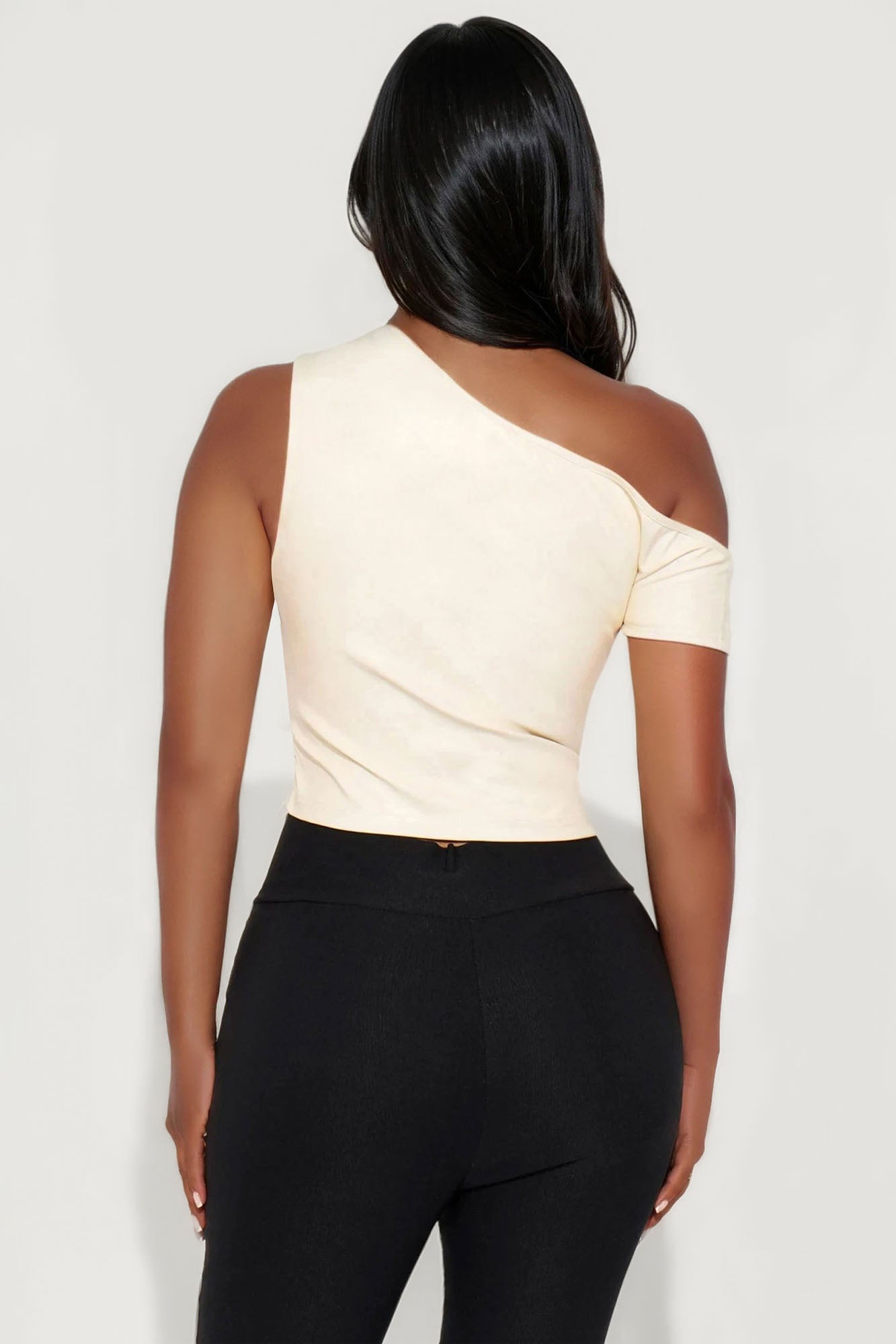 Carina Off Shoulder Faux Leather Top - Cream
