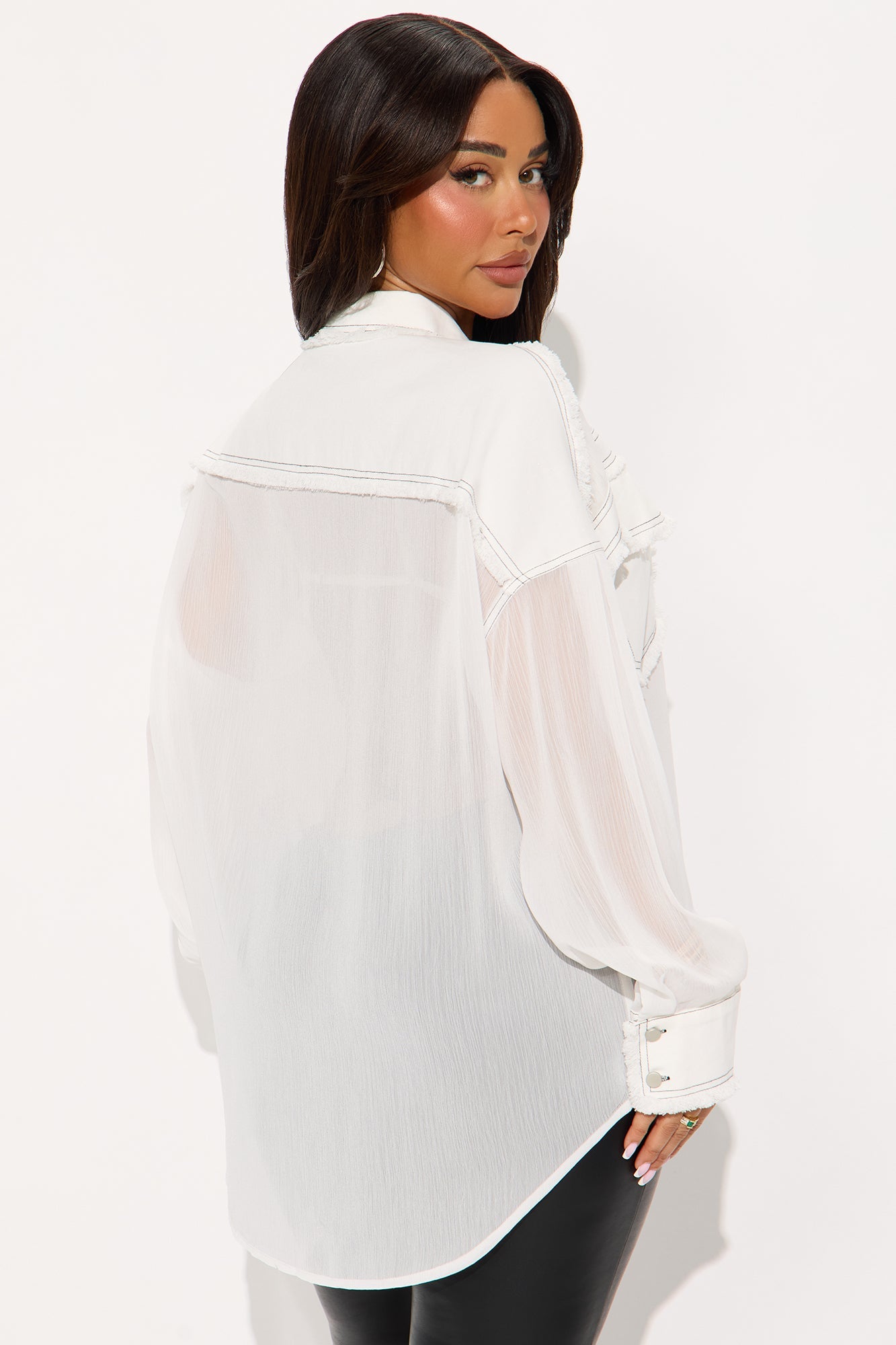 It's A Denim Thing Chiffon Shirt - White