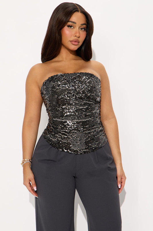 Shooting Sparks Sequin Top - Grey