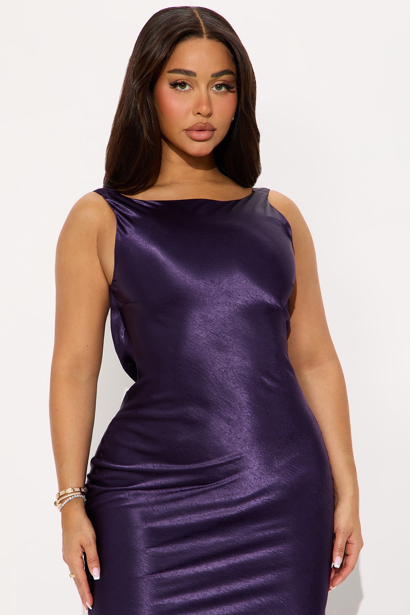 Tayler Satin Backless Maxi Dress - Purple